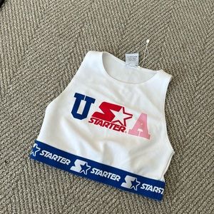 Zara red white & blue starter crop top size M fits like XS